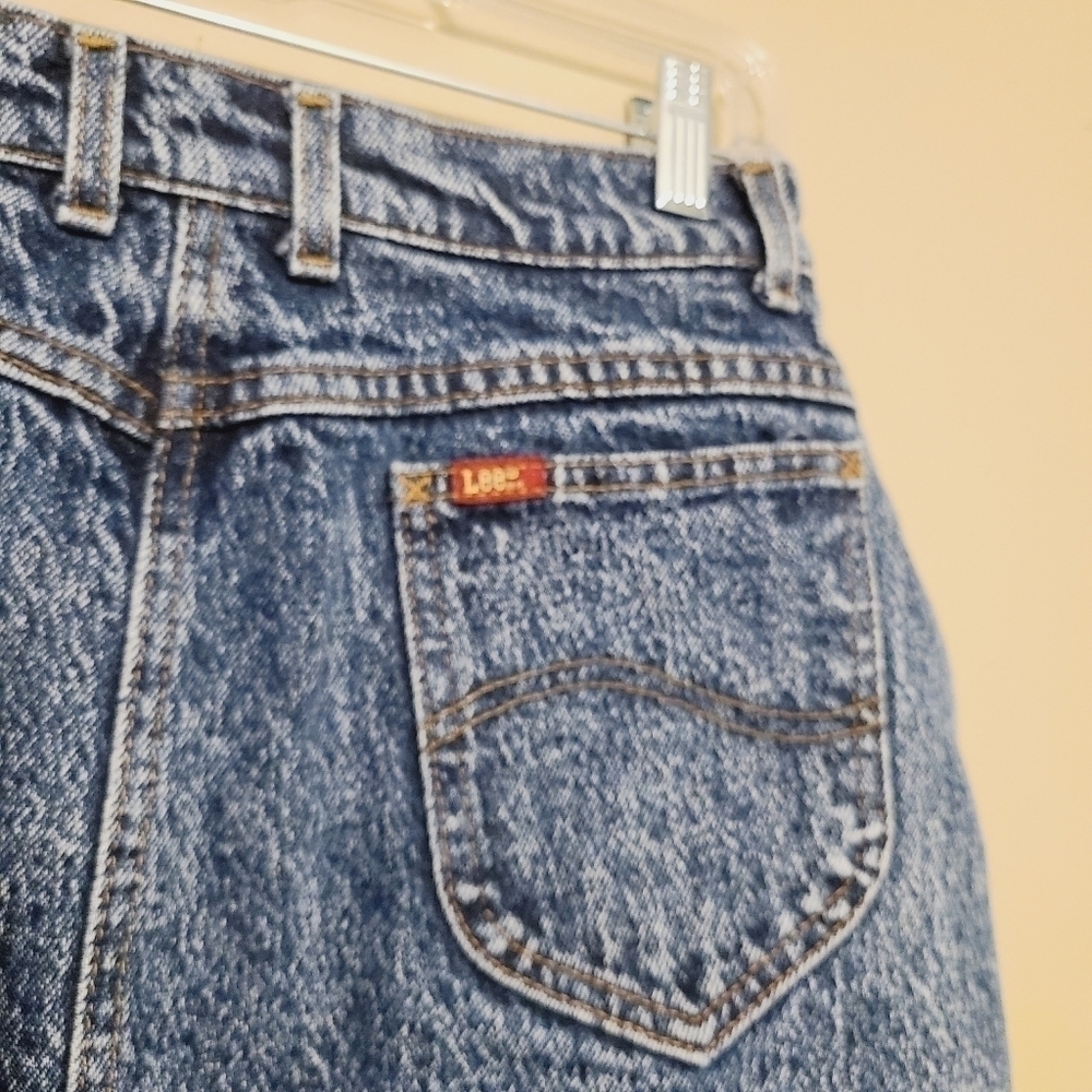 Lee Riders | Women's Vintage Acid Washed Denim Pencil Skirt (Size 12 Petite) - Picture 10 of 12